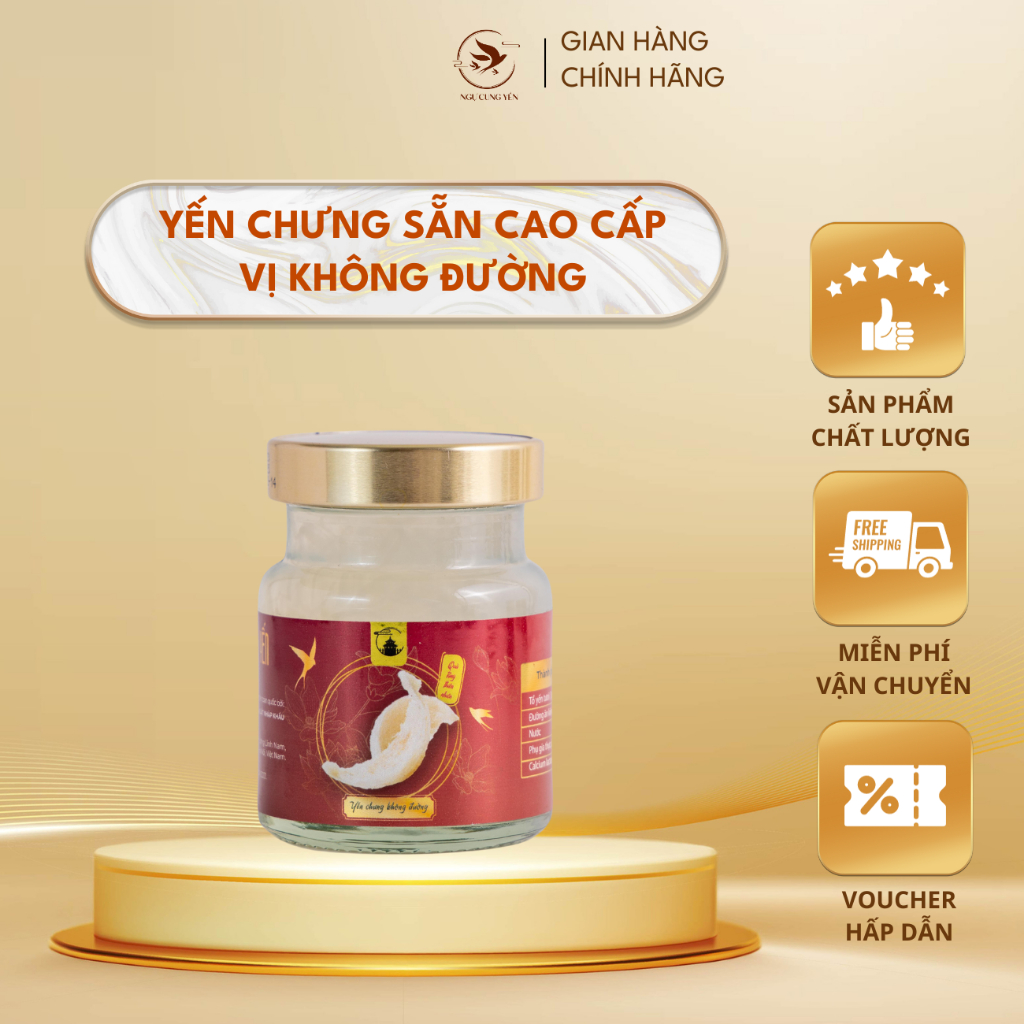 Set 6 Hũ Tổ Yến Sào Chưng Sẵn Nguyên Chất Không Đường Ngự Cung Yến 70ml