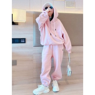 Set bộ nỉ tàu hồng hoodie cho bg🥰