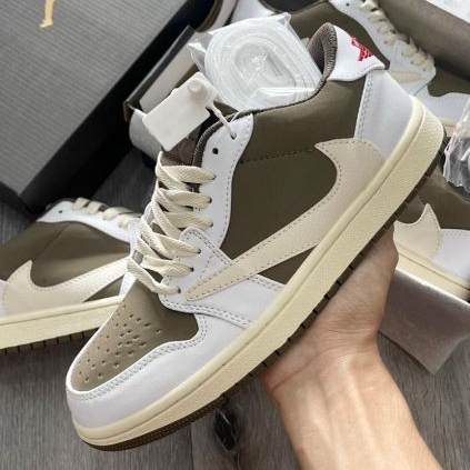 Travis Scott_ Giày JD Thấp Cổ Bản Cao Cấp , Giày Jordan Thấp Cổ Nâu Trắng Siêu Vip