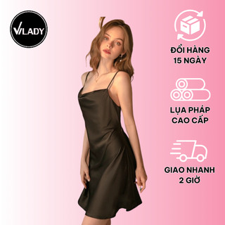 Váy Ngủ Nữ 2 Dây Vilady Chất Liệu Lụa Pháp Bền Màu Thiết Kế Tôn Dáng Gợi Cảm Quyến Rũ