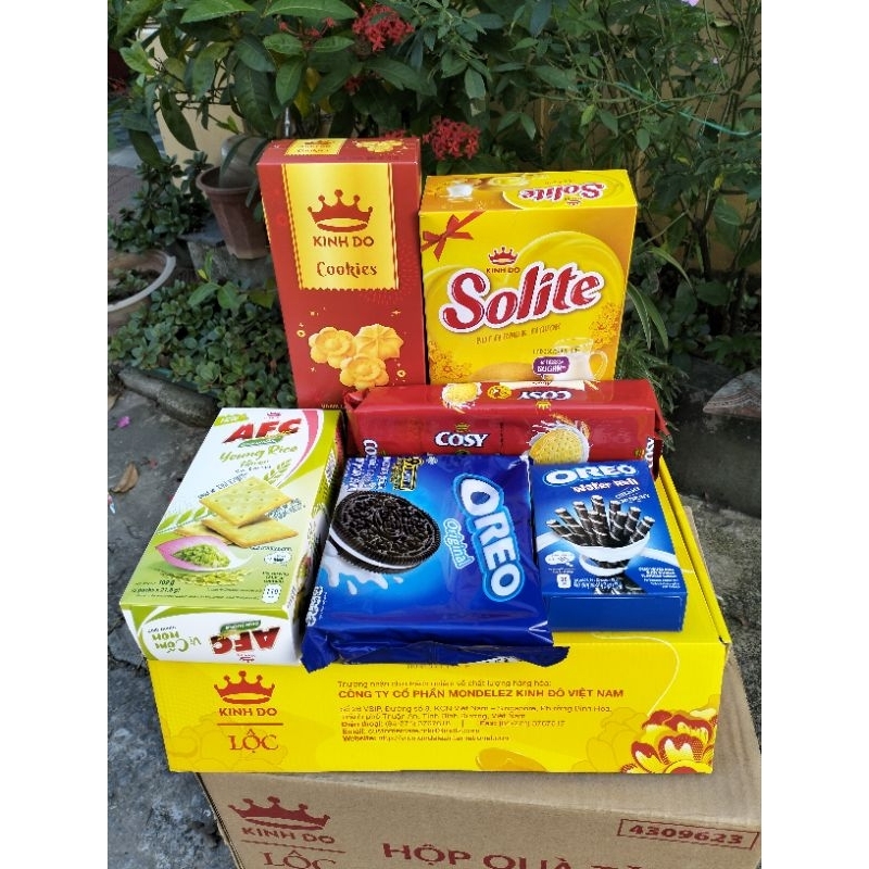 Bộ quà Tết Kinh Đô Lộc Vàng hộp 811.4g - kèm túi