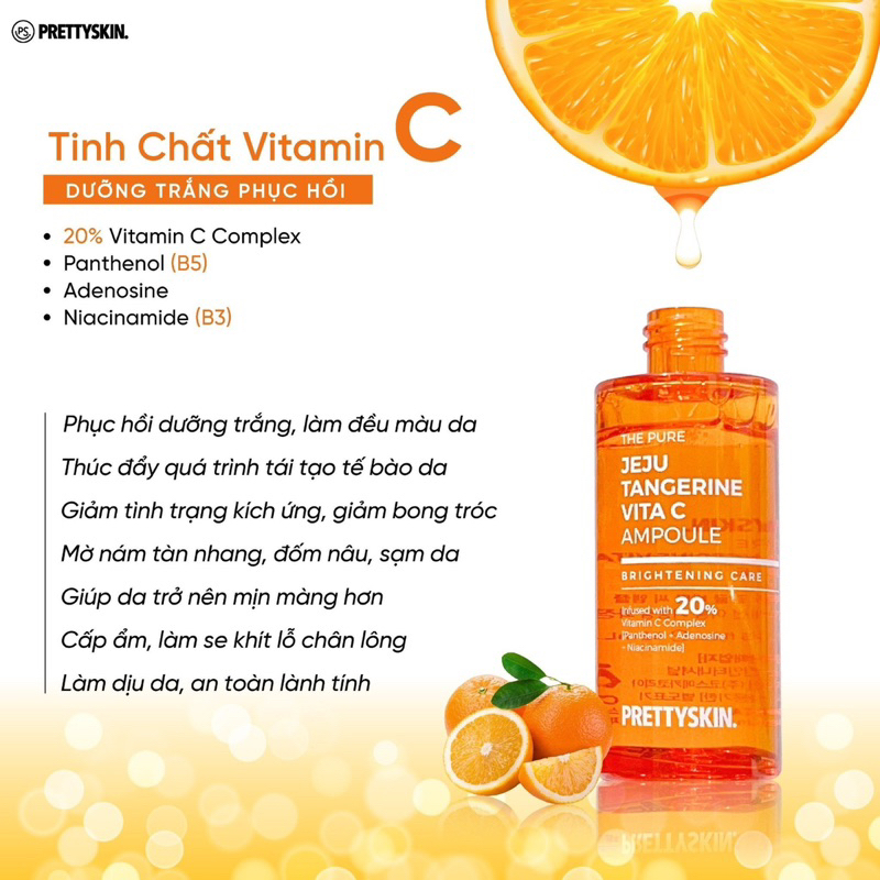 💥Bộ 3 Dưỡng Trắng Phục Hồi từ Tinh Chất Vitamin C Cao Cấp- PRETTYSKIN❤️