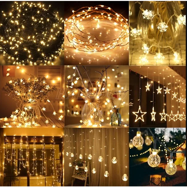 Bộ Đèn Nháy 50M Kim Cương, Dây Led 4 lớp kích thước 50M Trang Trí Tiểu Cảnh , tết , noel 2023