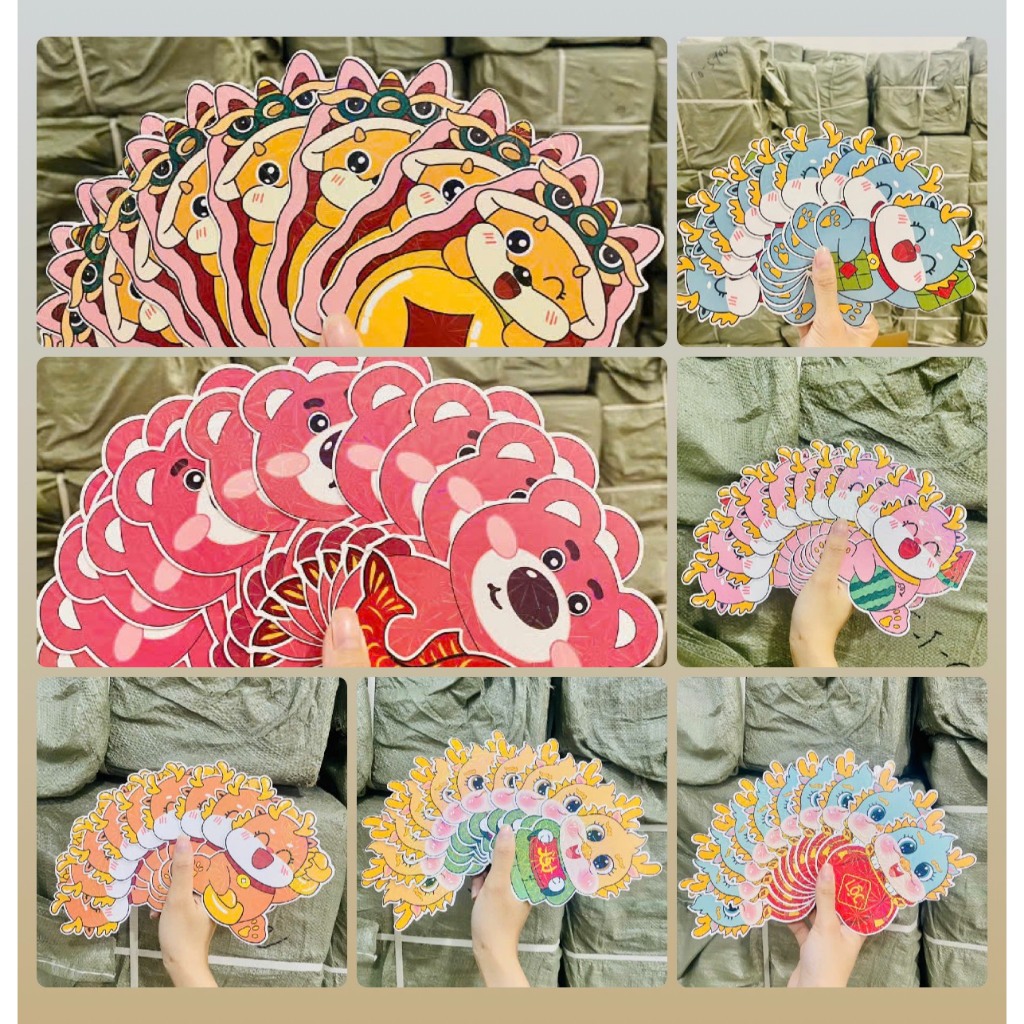 Bao lì xì chibi, lì xì tết 2024 hoạt hình đáng yêu, hình em rồng xinh xắn, cực hot 2024