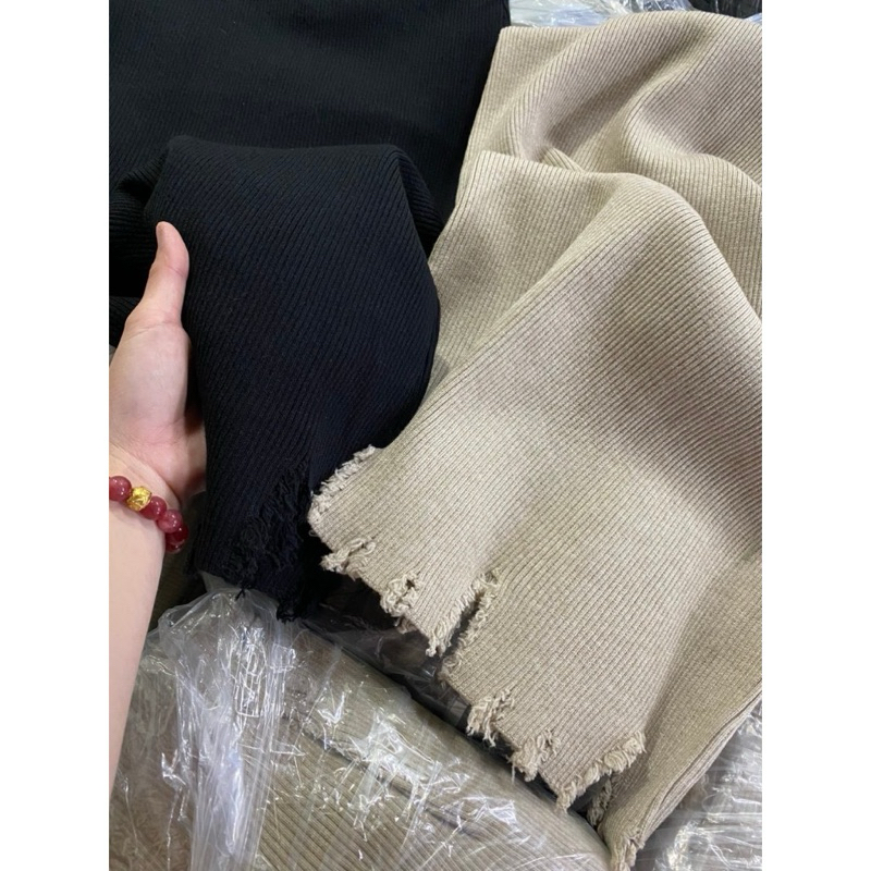 Chân Váy Len Dáng Dài Rách Gấu Tua Rua Hàng QC Cao Cấp