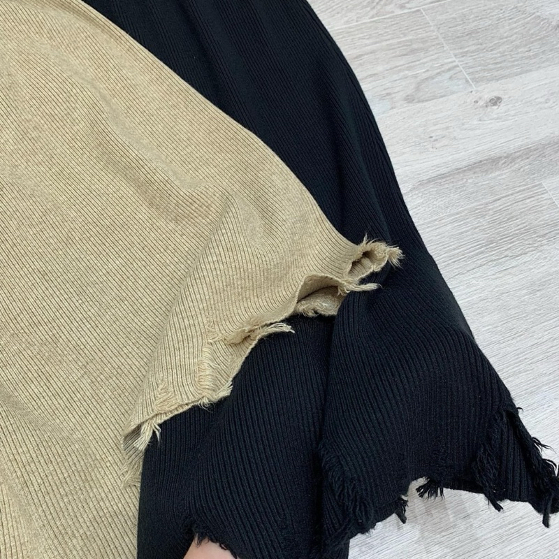 Chân Váy Len Dáng Dài Rách Gấu Tua Rua Hàng QC Cao Cấp