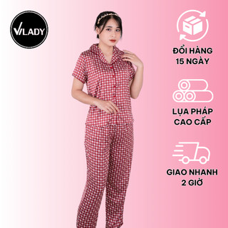 Bộ Đồ Pyjama Mặc Nhà Nữ Vilady Chất Liệu Lụa Pháp Cao Cấp Hoạ Tiết Ziczac Che Khuyết Điểm Vùng Bụng Hiệu Quả