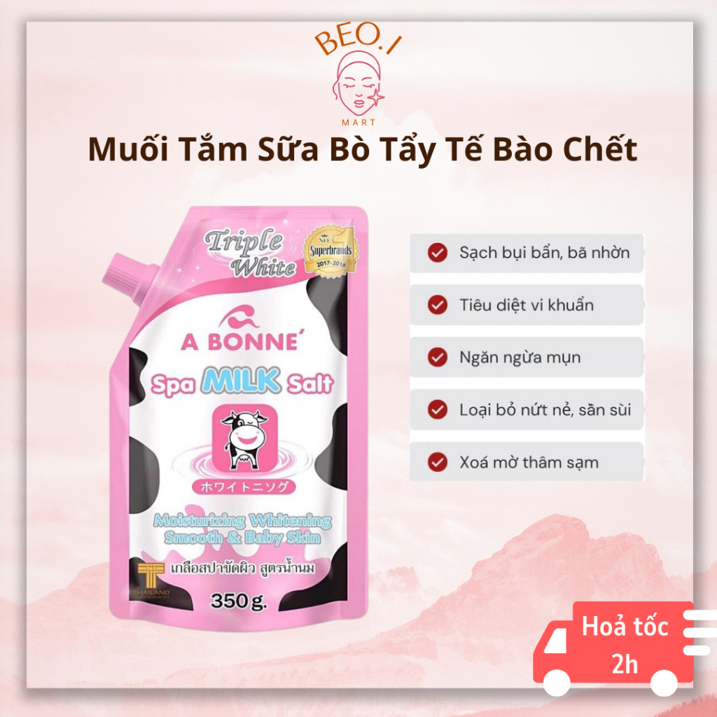 Muối Tắm Sữa Bò Tẩy Tế Bào Chết A Bonne Spa Milk Salt Trắng da 350g - Beoi Mart