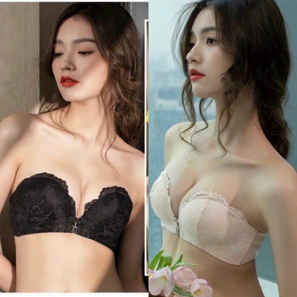 Áo lót không dây- Áo ngực nữ - Bra cài trước chống tuột, có bàn tay nâng ngực tạo khe, dành cho áo hở vai