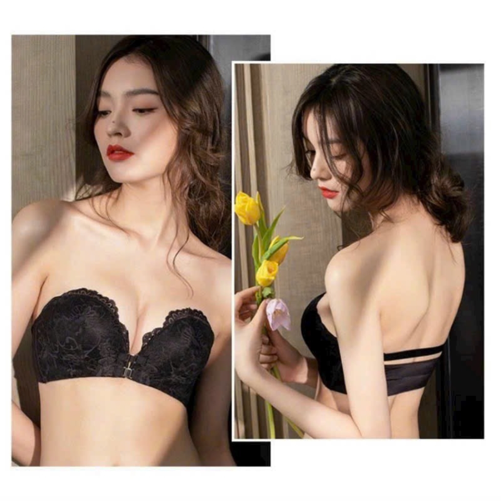 Áo lót không dây- Áo ngực nữ - Bra cài trước chống tuột, có bàn tay nâng ngực tạo khe, dành cho áo hở vai