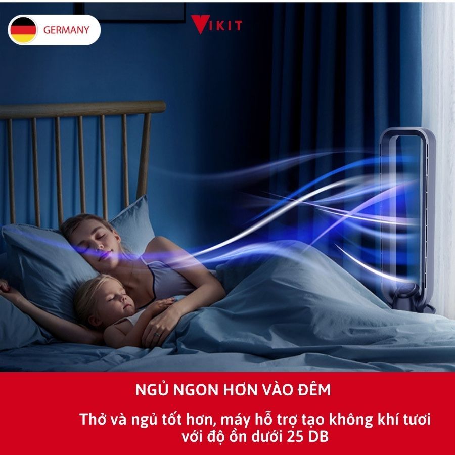 Quạt máy lọc không khí không cánh vừa tạo gió mát 2 trong 1 VIKIT