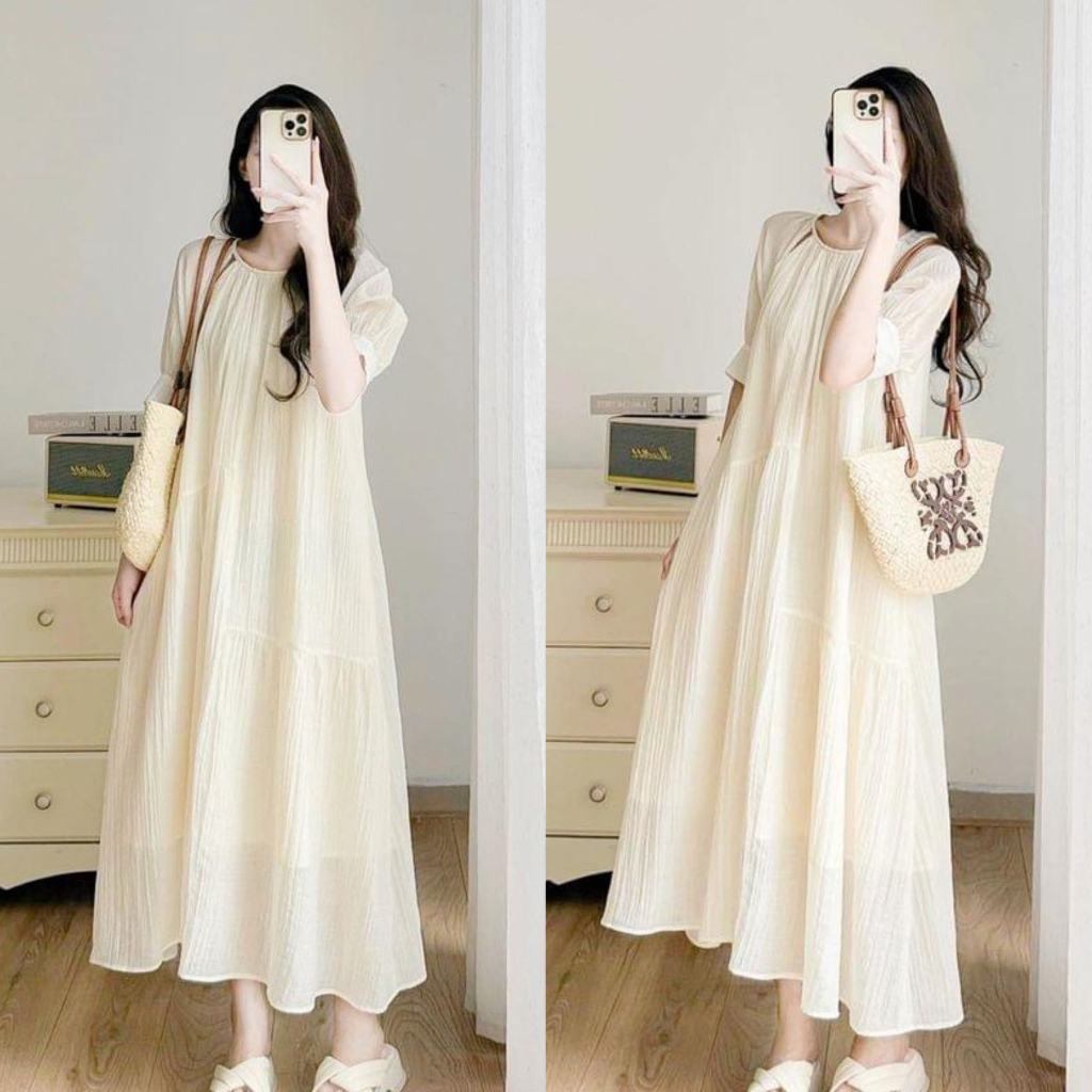 Đầm Bầu Váy Bầu Mùa Hè Dáng Dài Thiết Kế Hở Vai Dáng Xuông Đi Chơi Dự Tiệc Xinh Xắn Dịu Dàng Vintage HD2521 Honey Mommy