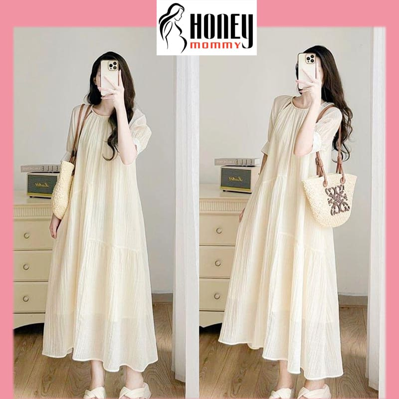 Đầm Bầu Váy Bầu Dáng Dài Thiết Kế Hở Vai Dáng Xuông Đi Chơi Dự Tiệc Xinh Xắn Dịu Dàng Vintage HD2521 Honey Mommy