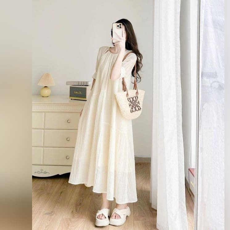 Đầm Bầu Váy Bầu Mùa Hè Dáng Dài Thiết Kế Hở Vai Dáng Xuông Đi Chơi Dự Tiệc Xinh Xắn Dịu Dàng Vintage HD2521 Honey Mommy
