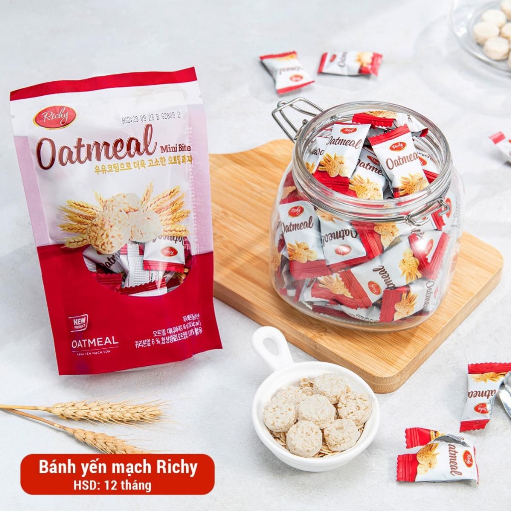 Combo 5 túi bánh yến mạch Oatmeal Richy mix 3 vị sữa, phô mai, socola