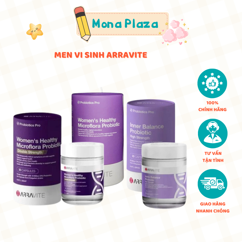 MEN VI SINH ARRAVITE- BẢO VỆ, NGĂN NGỪA CÁC BỆNH PHỤ KHOA - PHÁT TRIỂN LỢI KHUẨN, TĂNG CƯỜNG SỨC KHOẺ