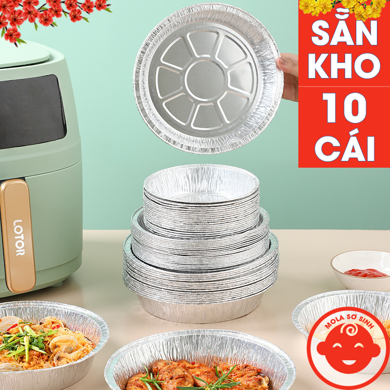 Sét 10 khay giấy bạc lót nồi chiên không dầu đủ các size 19 22 24