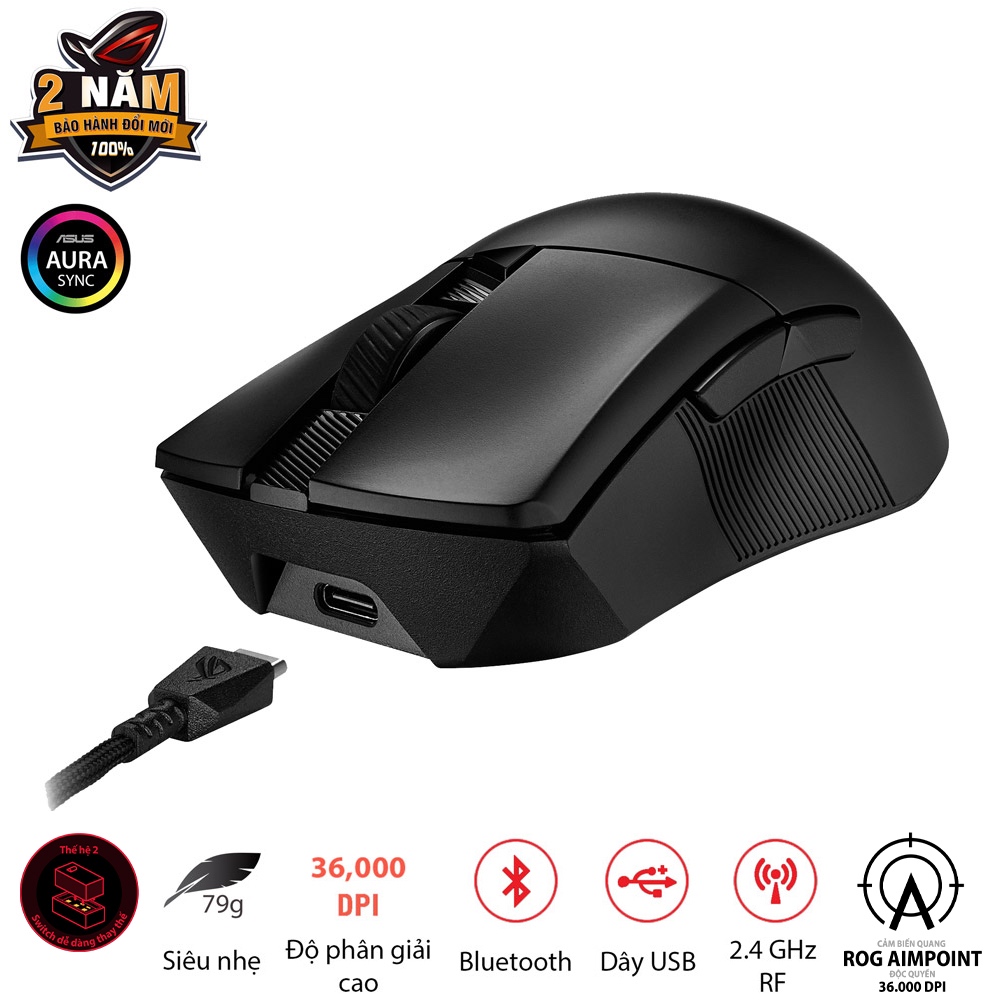 Chuột game FPS không dây ASUS ROG GLADIUS III Wireless AIMPOINT , cảm biến Rog Aimpoint,