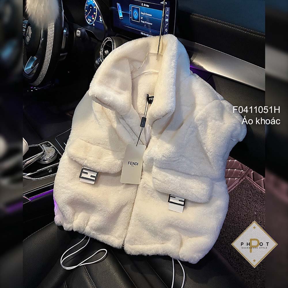 Áo khoác lông gilê sát nách phối dây kéo khóa hàng đẹp!