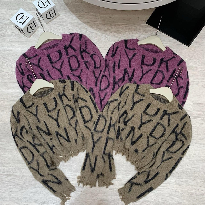 Set Áo Len Chữ Mix Chân Váy Len Dáng Dài Rách Tua Rua