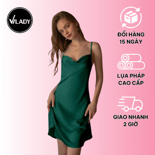 Váy Ngủ Hai Dây Nữ Vilady Chất Liệu Lụa Pháp Cao Cấp Thiết Kế Tỉ Mỉ Màu Đỏ Rượu Vang Dành Cho Phái Đẹp Quý Phái