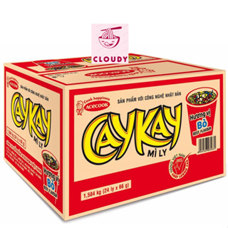 Thùng 24 mì ly Cay kay vị bò, vị kim chi 66g