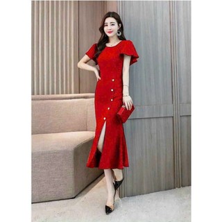 ĐẦM BODY ĐUÔI CÁ PHỐI NÚT CAO CẤP ,  TRẺ TRUNG, SANG TRỌNG , QUÝ PHÁI , ĐI LÀM ĐI CHƠI ĐỀU  PHÙ HỢP