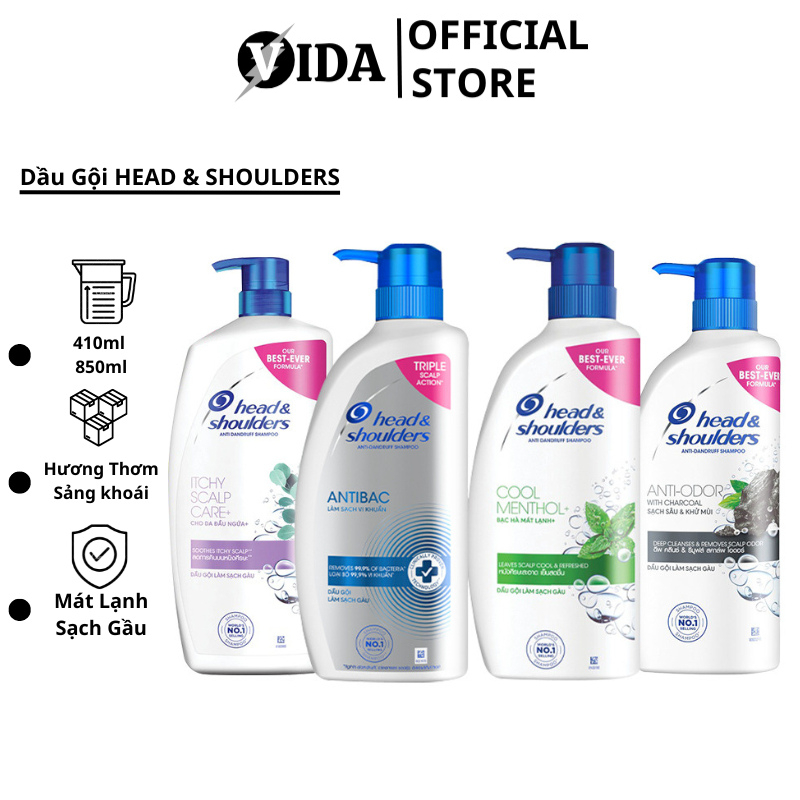 Dầu Gội HEAD & SHOULDERS chai 850ml Bạc Hà/ Da Đầu Ngứa/ Ngăn Rụng Tóc/ Than Hoạt Tính  SP200274