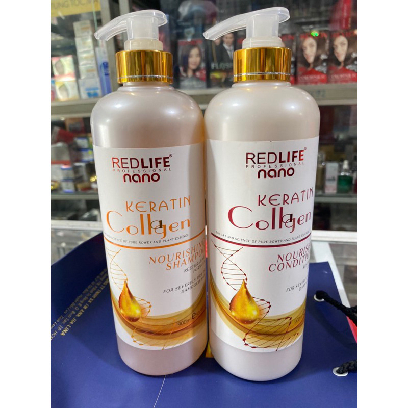 Dầu gội đầu  dầu  xả phục hồi  siêu mềm mượt REDLIFE nano collagen dữ màu tóc nhuộm