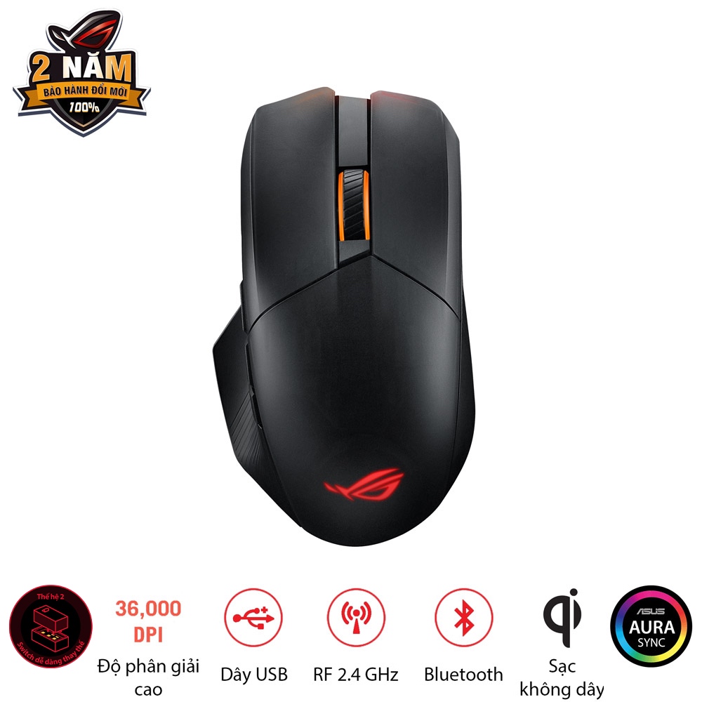 Chuột game FPS không dây ASUS ROG CHAKRAM X Origin  switch dễ thay thế, Dpi 36000
