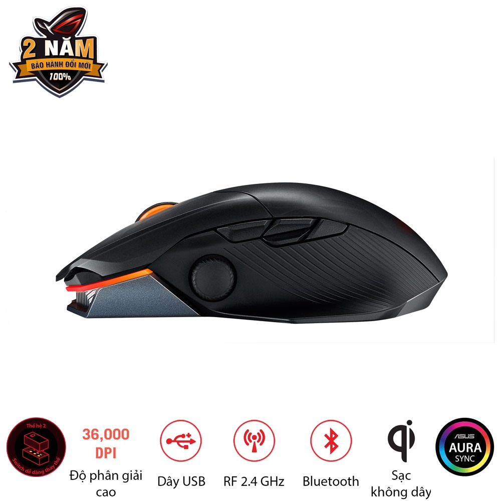 Chuột game FPS không dây ASUS ROG CHAKRAM X Origin  switch dễ thay thế, Dpi 36000