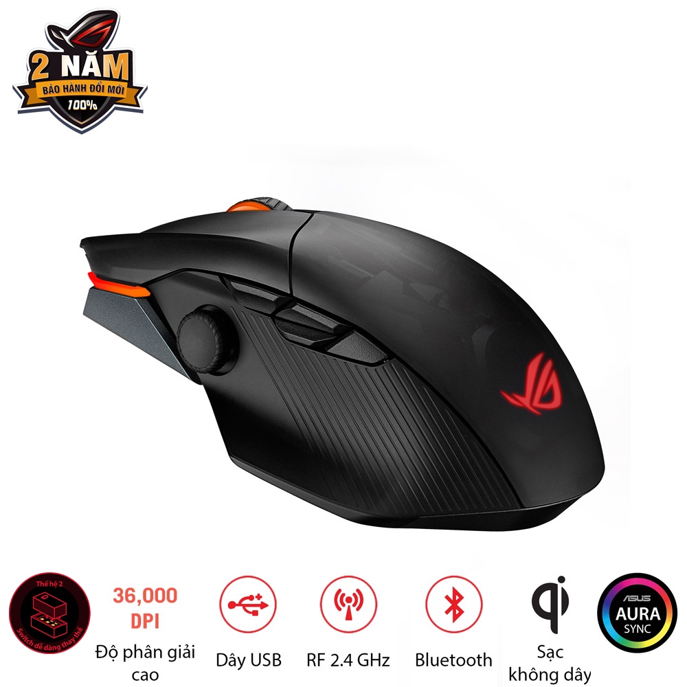 Chuột game FPS không dây ASUS ROG CHAKRAM X Origin  switch dễ thay thế, Dpi 36000