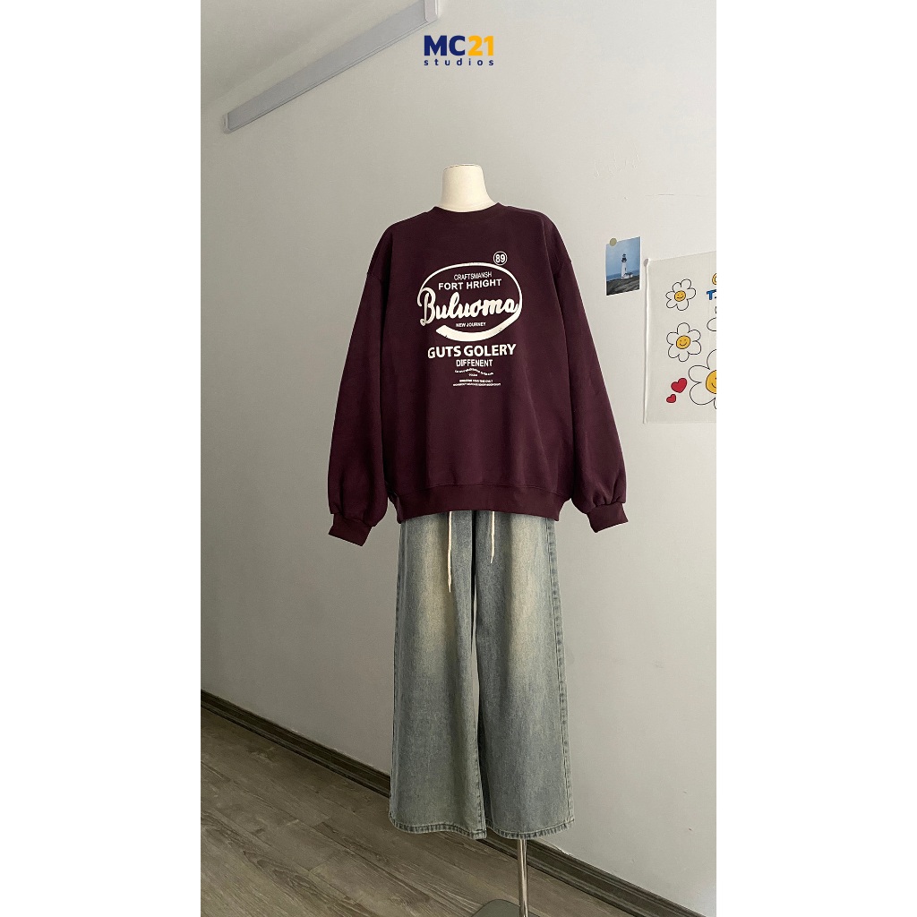 Áo nỉ nam nữ MC21.STUDIOS oversize Unisex form rộng sweater Ulzzang Streetwear Hàn Quốc lót bông dày cao cấp A3821