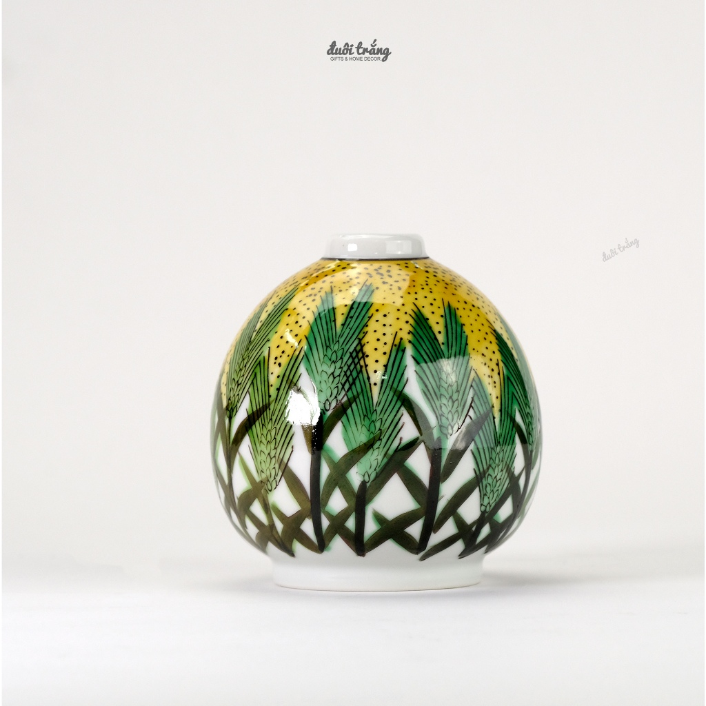 Bình hoa Kutani Yoshidaya Lúa Mỳ D11.5cm x H11cm K7-1202 - Kutani-yaki