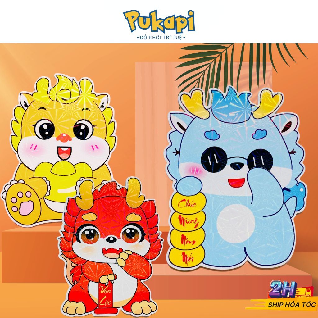 Bao Lì Xì ChiBi Mẫu Mới Hottrend 2024 Giấy Bìa Cứng Bóng Phản Quang - PUKAPI