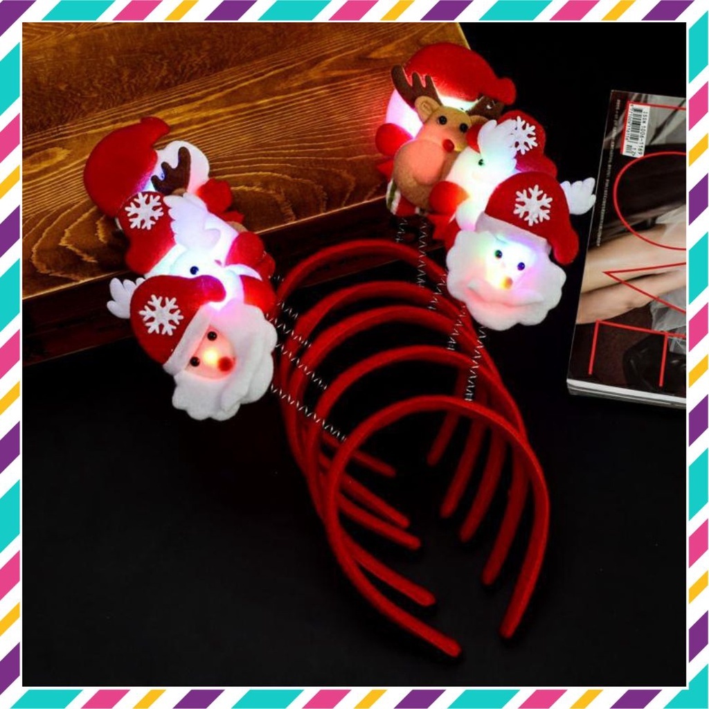 Phụ kiện Noel Bờm phát sáng, kính, mũ ông già noel