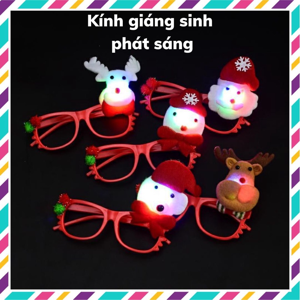 Phụ kiện Noel Bờm phát sáng, kính, mũ ông già noel