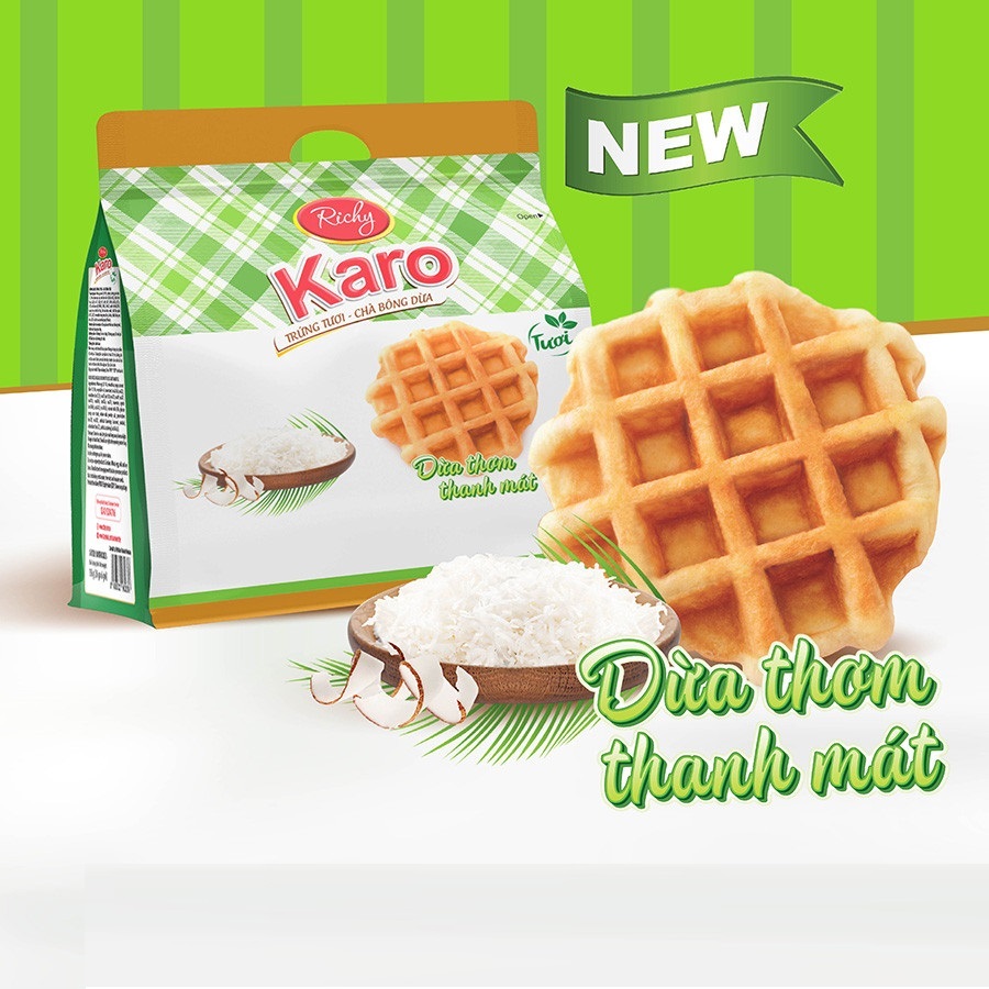 Bánh trứng tươi chà bông Karo Richy gói 6 cái 156g - Có Vị Chà Bông Dừa Mới