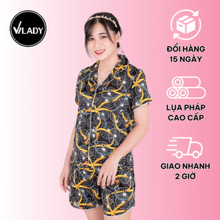 Bộ Đồ Ngủ Pyjama Vilady Chất Lụa Pháp Hoạ Tiết Nghệ Thuật Lạ Mắt Hợp Thời Trang