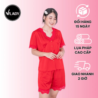 Bộ Đồ Pyjama Vilady Chất Lụa Cao Cấp Phối Ren Nâng Cao Vẻ Đẹp Phái Nữ Thiết Kế Tỉ Mỉ Quyến Rũ