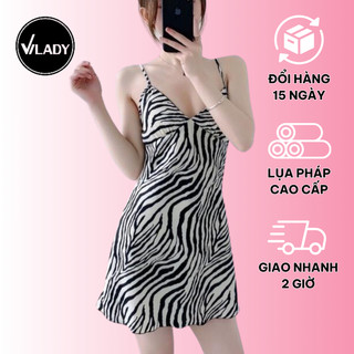 Váy Ngủ 2 Dây Lụa Cao Cấp Vilady Hoạ Tiết Vằn Chất Liệu Thoáng Đãng Mềm Mỏng Giúp Phái Nữ Gợi Cảm