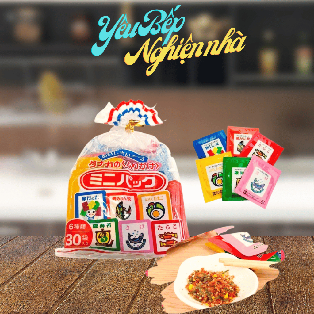 [Date 02/2026] Gia Vị Rắc Cơm Nhật 6 Vị 30 Gói Tanaka Lắc Cơm Cho Bé Ăn Dặm
