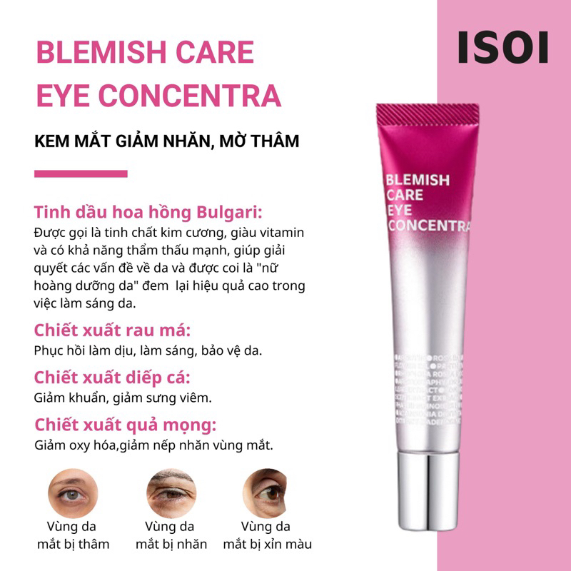 Kem dưỡng mắt giảm thâm, chống nhăn ISOI BLEMISH CARE EYE CONCENTRATE