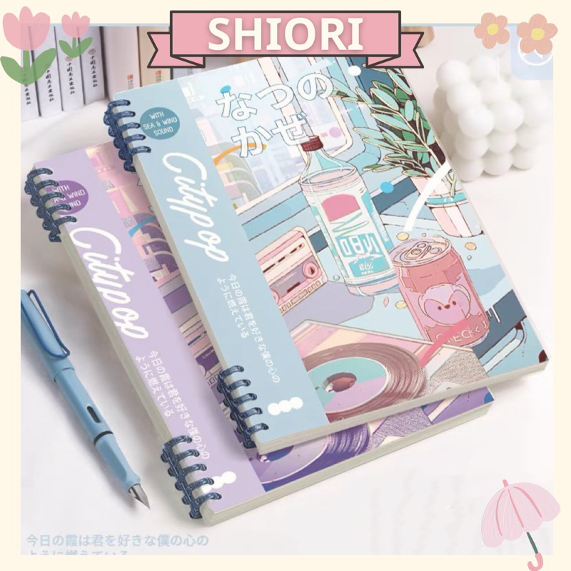 Sổ còng thay được giấy Pastel B5 -120 trang kẻ ngang SHIORI- Thiết kế khuyết còng dễ viết planner, tập vở học sinh