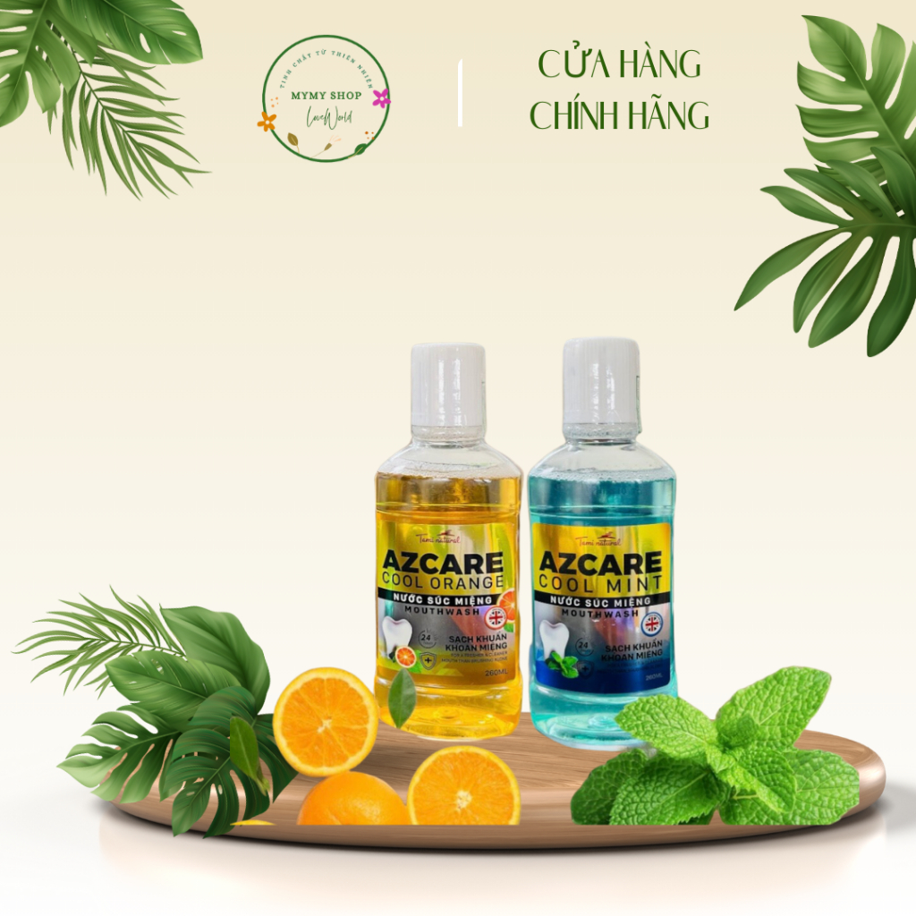 Nước Súc Miệng AZCARE (Sạch Khuẩn Khoan Miệng, Hỗ Trợ Loại Bỏ Hôi Miệng, Hơi Thở Có Mùi 260ml)