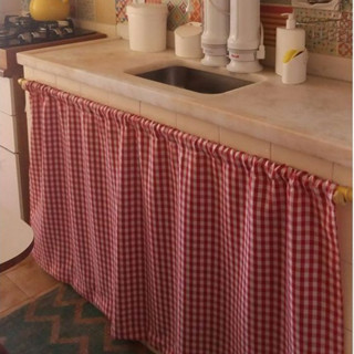 Link2. RÈM LUỒN DÂY (CAO 70CM_NGANG 1M5) RÈM che tủ bếp / MÀN che lan can gác lửng vải dày thô mộc họa tiết hiện đại