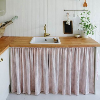 Link1. (LUỒN DÂY / CÂY CAO 70C*N95CM) RÈM BẾP / MÀN CHE tủ kệ vải thô hoa lá vintage. rèm che decor phong cách hiện đại