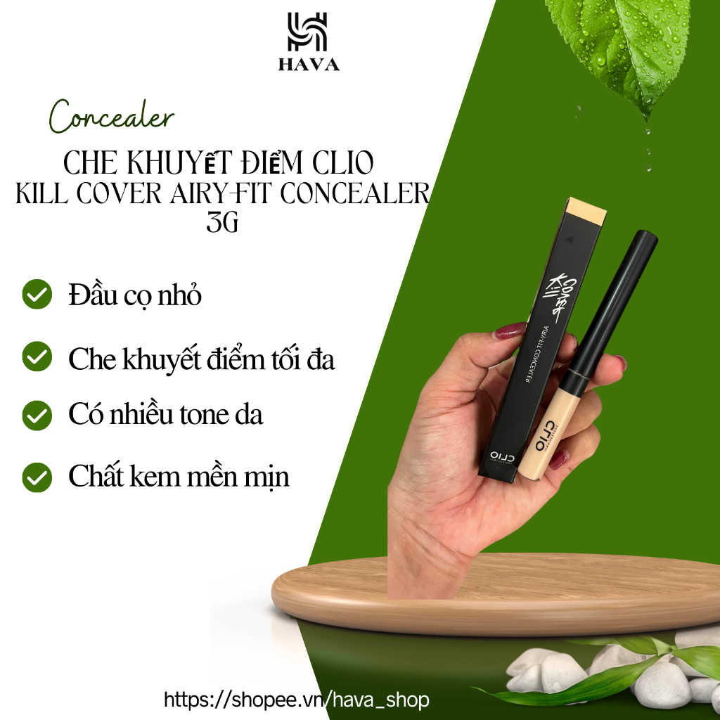 Che khuyết điểm Clio Kill Cover Airy-Fit Concealer 3g HAVA SHOP