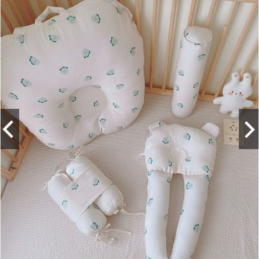 Bộ gối Minni Uala Monona gấu đa năng 65x35cm cho bé sơ sinh cao cấp ruột gối sợi bông tự nhiên 100% cotton chống bẹp đầu