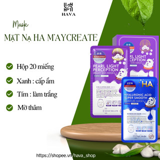 Hộp 20 miếng mặt nạ giấy dưỡng da mụn cấp ẩm thải độc xanh tím HA Maycreate HAVA SHOP